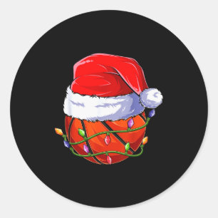 Basketball Christmas Boy Apparel, Funny Santa Srt  Classic Round Sticker