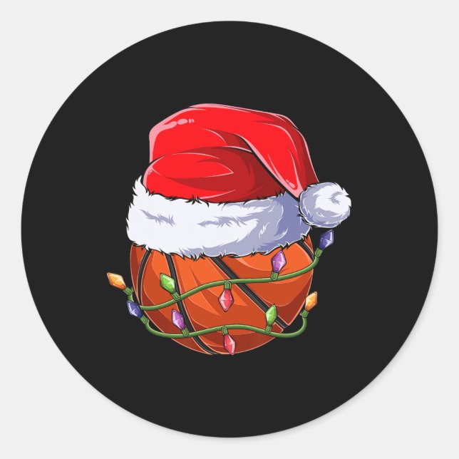 Basketball Christmas Boy Apparel, Funny Santa Srt  Classic Round Sticker (Front)