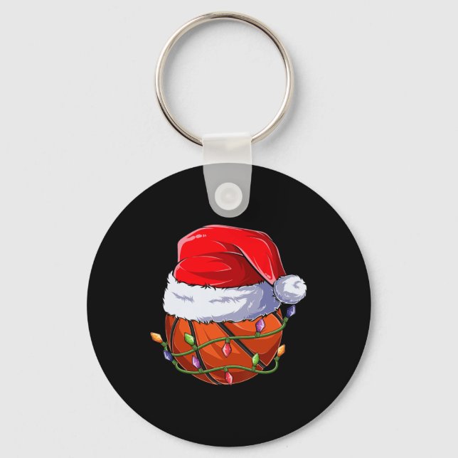 Basketball Christmas Boy Apparel, Funny Santa Srt  Keychain (Front)