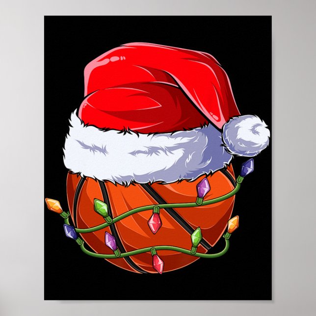 Basketball Christmas Boy Apparel, Funny Santa Srt  Poster (Front)