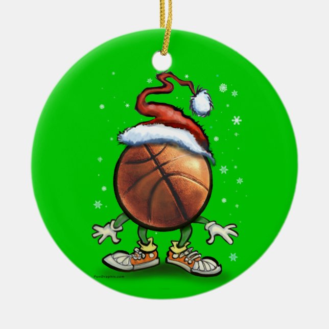 Basketball Christmas Ceramic Ornament (Front)