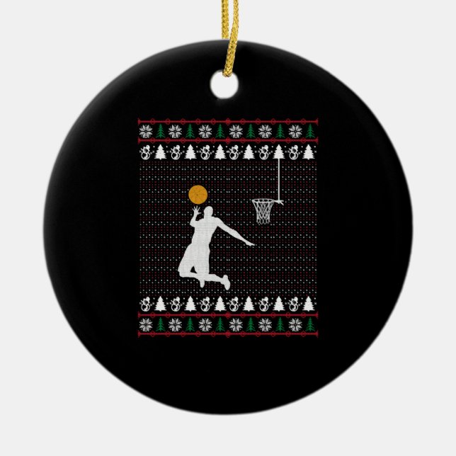Basketball Christmas Ceramic Ornament (Front)