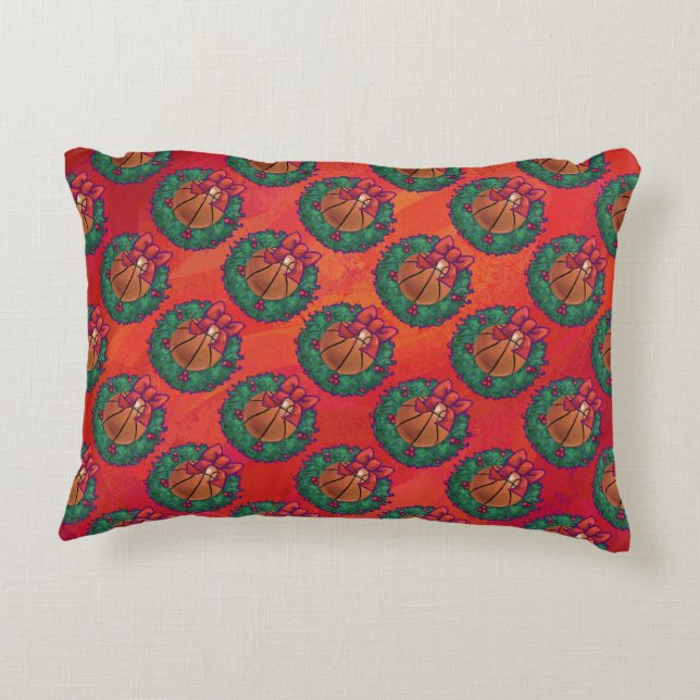 Basketball Christmas Decorative Pillow (Back)