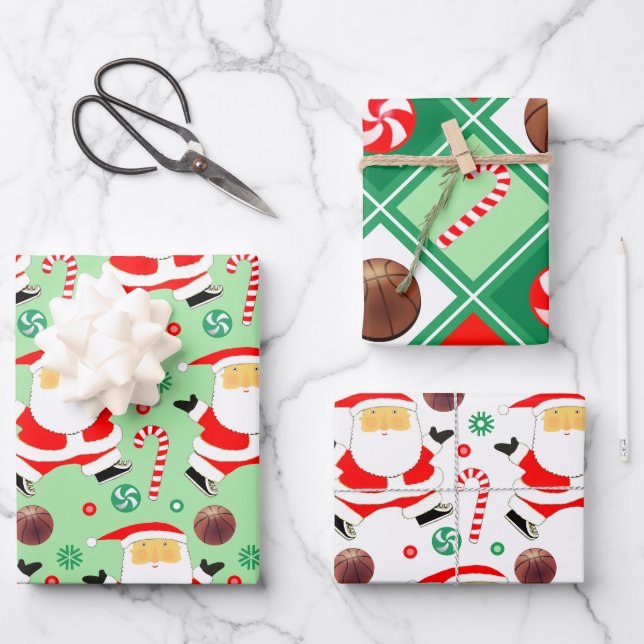 Basketball Christmas Gift Wrapping Paper (Front)