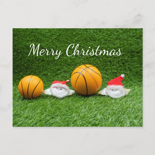 Basketball Christmas Holiday card with Santa Claus (Front)