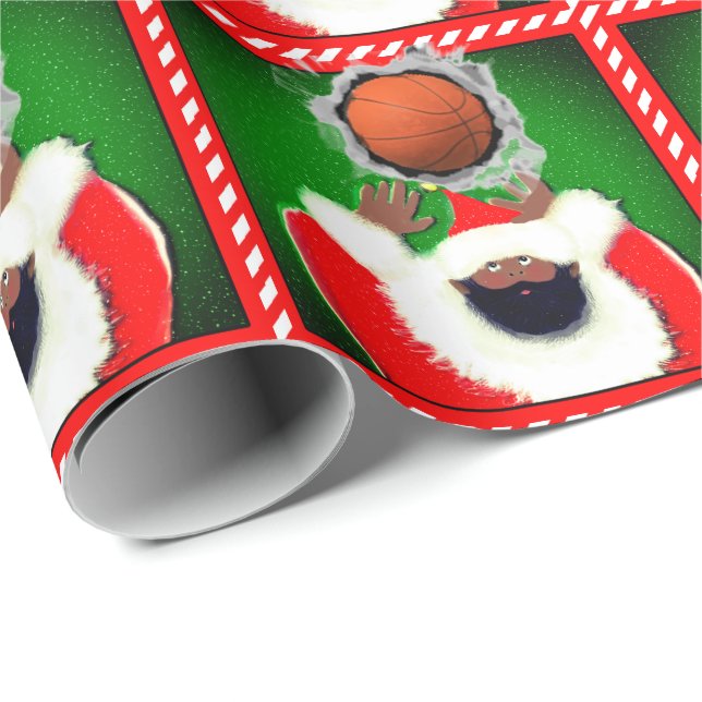 Basketball Christmas Holiday Gift Wrapping Paper (Roll Corner)