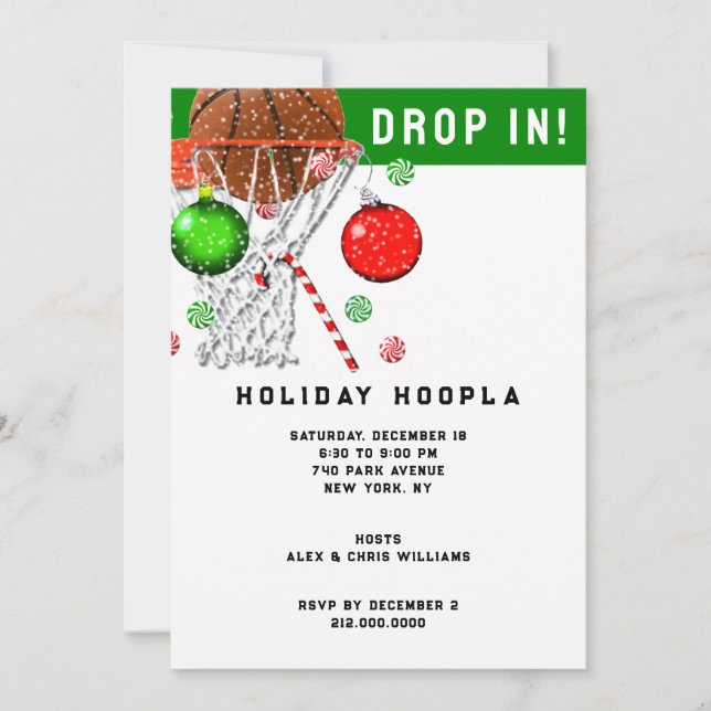 Basketball Christmas Holiday Party Invitation (Front)