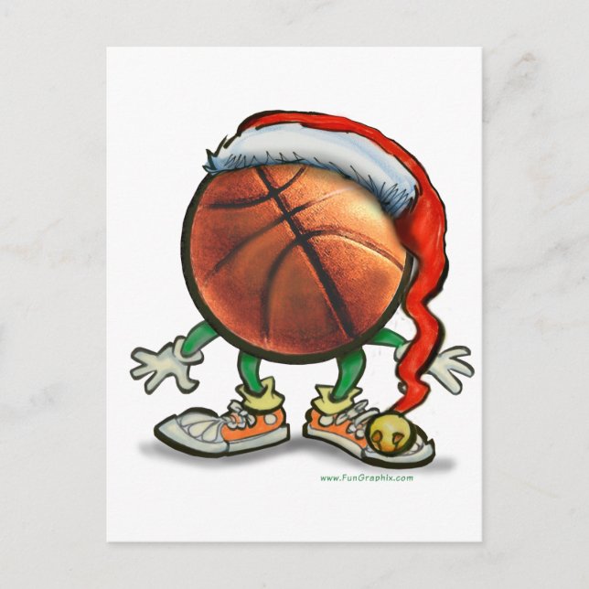 Basketball Christmas Holiday Postcard (Front)