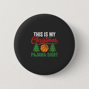 Basketball Christmas Pajama Shirt 2 Inch Round Button