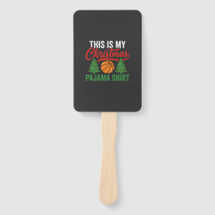 Basketball Christmas Pajama Shirt Hand Fan