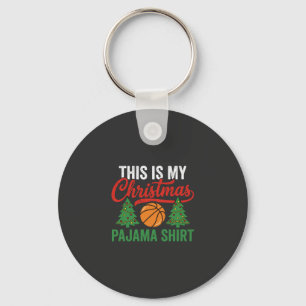 Basketball Christmas Pajama Shirt Keychain