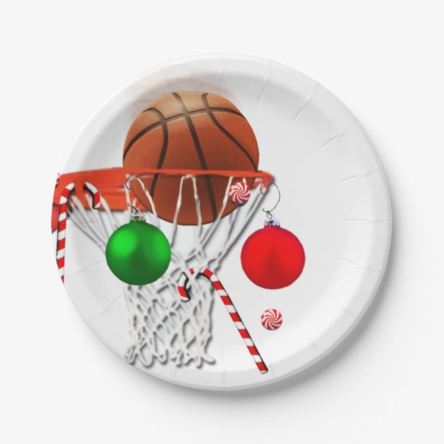 Basketball Christmas Paper Plate (Front)