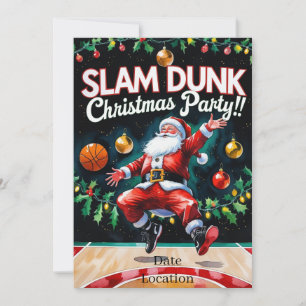 BASKETBALL Christmas Party watercolor Invitation