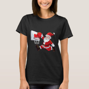 Basketball Christmas Santa Claus Slam Dunk Men Boy T-Shirt