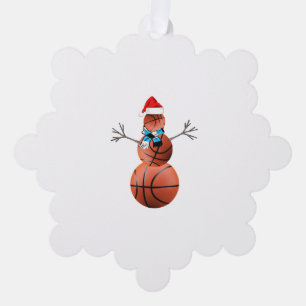 Basketball Christmas Snowman Ornament Card