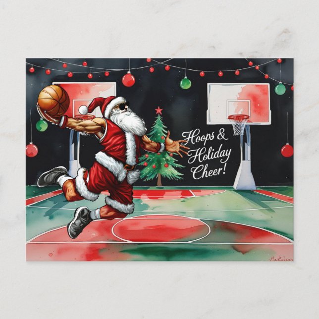 Basketball Christmas Themed  Holiday Postcard (Front)