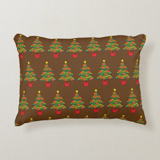 Basketball Christmas Tree Accent Pillow (Front)