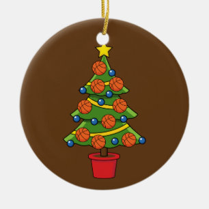 Basketball Christmas Tree Ceramic Ornament