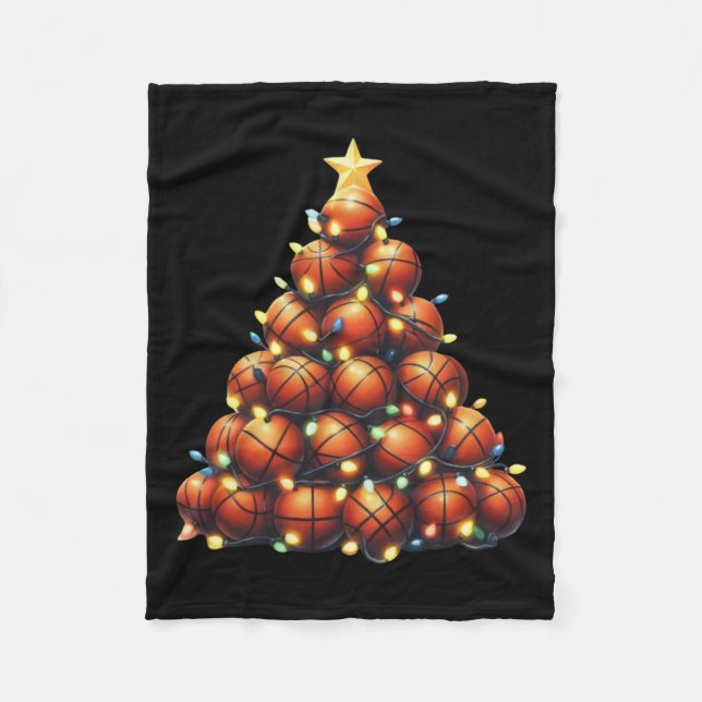 Basketball Christmas Tree  Fleece Blanket (Front)