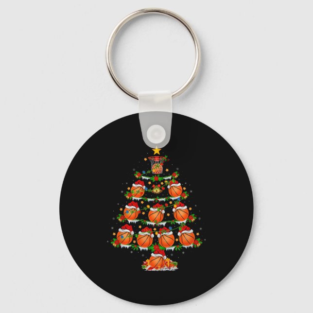 Basketball Christmas Tree Lights Srts Player Xmas  Keychain (Front)