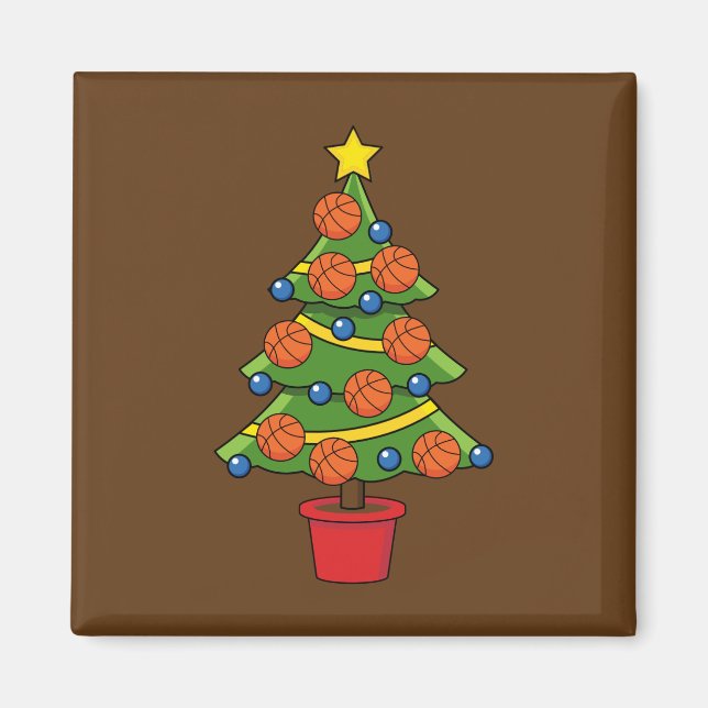 Basketball Christmas Tree Magnet (Front)