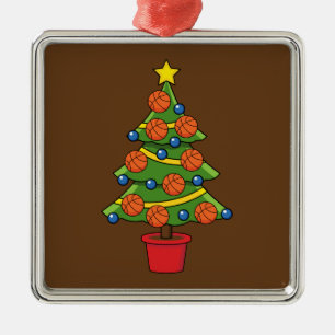Basketball Christmas Tree Metal Ornament
