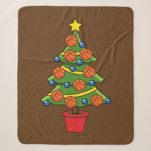 Basketball Christmas Tree Sherpa Blanket