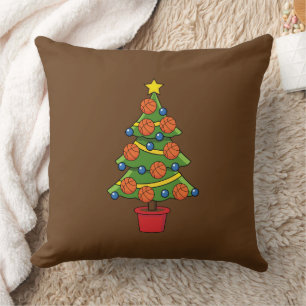 Basketball Christmas Tree Throw Pillow