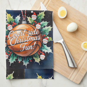 Basketball Christmas Watercolor themed Kitchen Towel