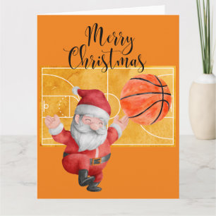 Basketball Christmas with Santa Claus Card