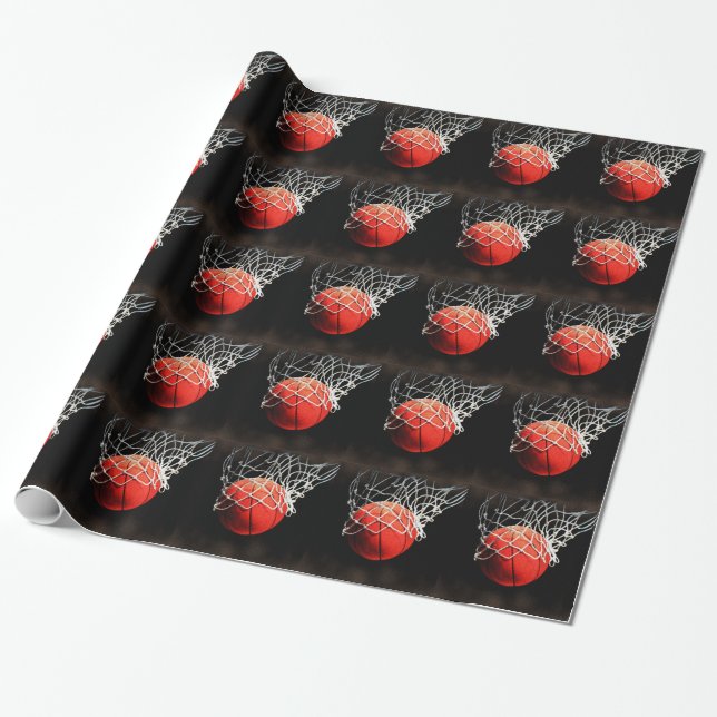Basketball Christmas Wrapping Paper (Unrolled)