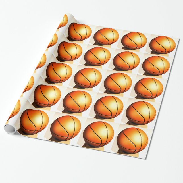 Basketball Christmas Wrapping Paper (Unrolled)