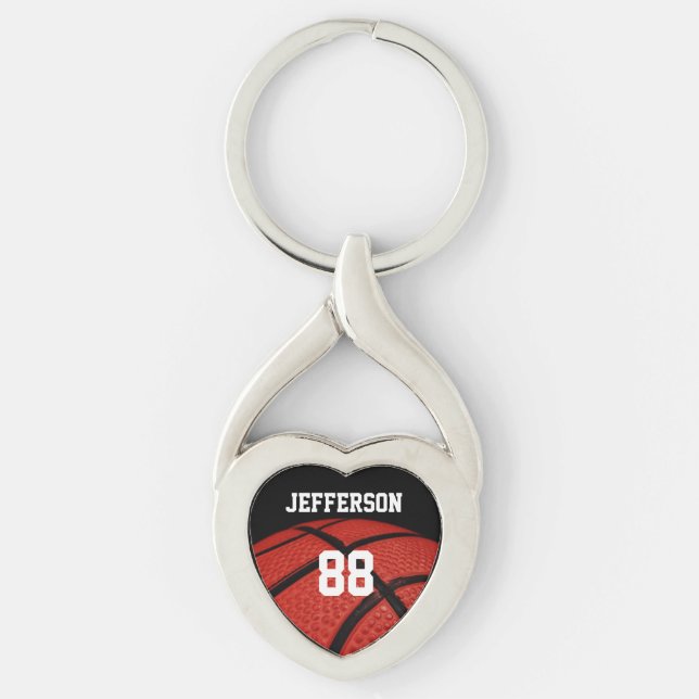 Basketball Close-up custom Name and number Keychain (Front)