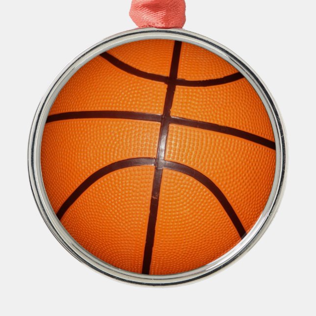 Basketball Close-Up Texture Skin Metal Ornament (Front)