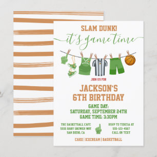 Basketball Clothesline Birthday party Invitation