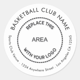 Basketball Club Custom Logo Return Name Address Classic Round Sticker