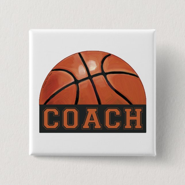 Basketball Coach 2 Inch Square Button (Front)