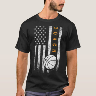 Basketball Coach American Flag Basketball Trainer  T-Shirt