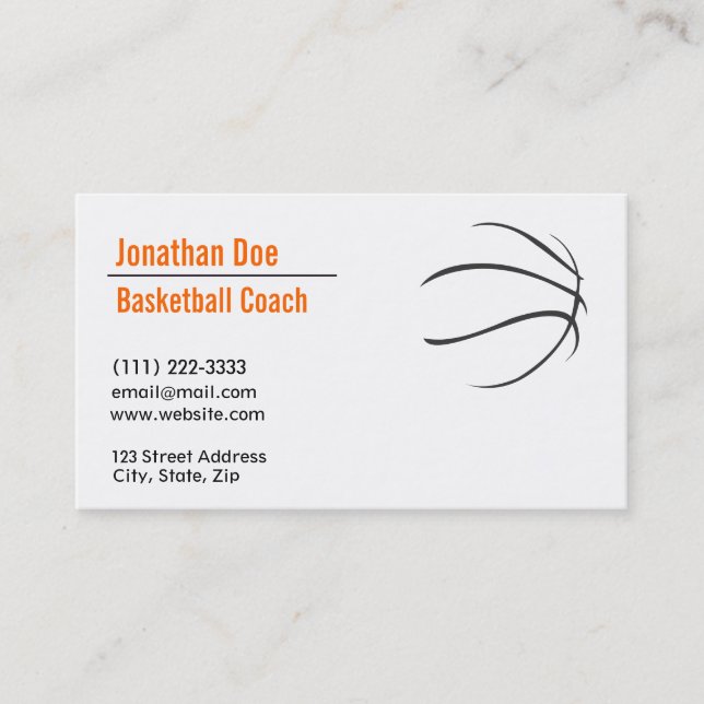 Basketball Coach Business Card (Front)