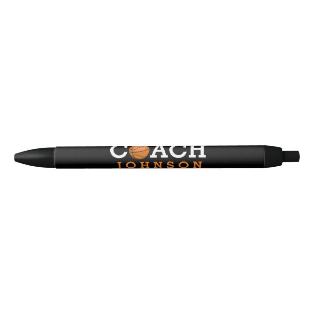 Basketball Coach Custom Name Black Black Ink Pen (Front)