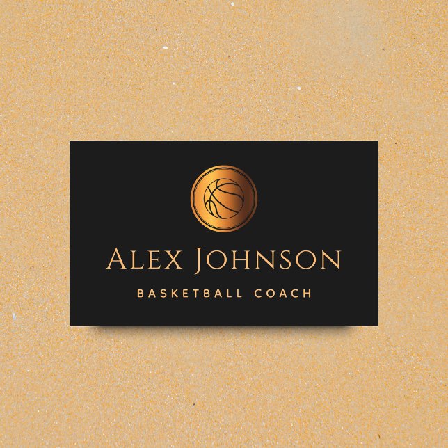 Basketball Coach Elegant Gold Modern Creative Ball Business Card (Creator Uploaded)