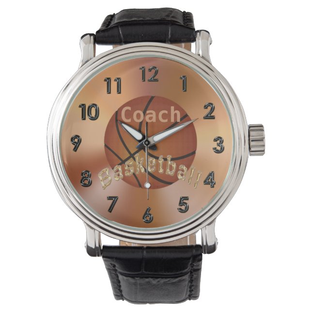 Basketball Coach Gift Ideas Men PERSONALIZED Watch (Front)
