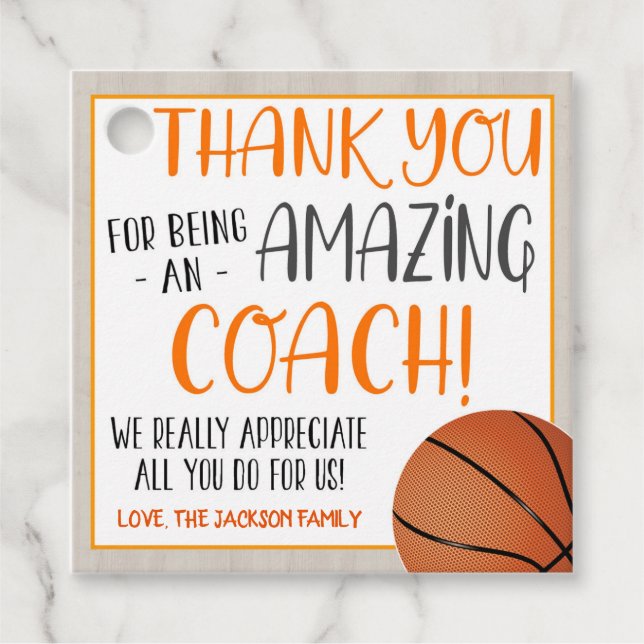 Basketball Coach Gift Tag (Front)