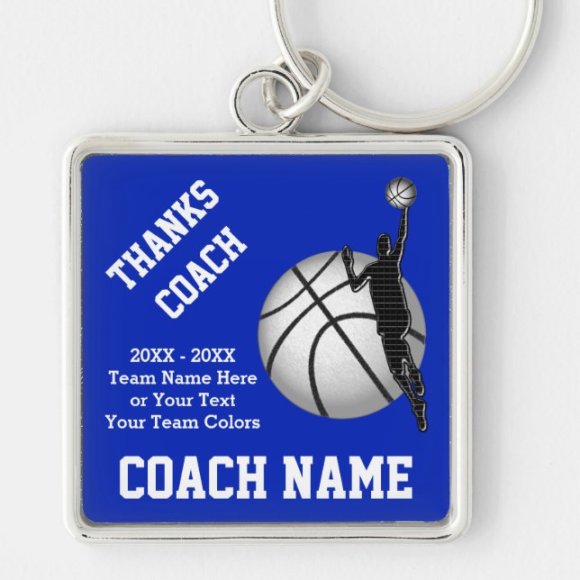 Basketball Coach Gifts Keychain YOUR TEXT, COLORS (Front)