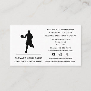 Basketball Coach Instructor Sports Social Media Business Card