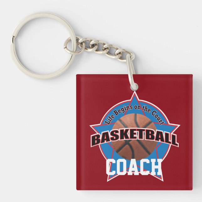 Basketball Coach Life Begins Keychain (Front)
