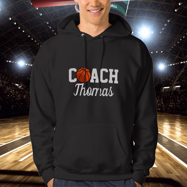Basketball Coach Name Ball Typography Personalized Hoodie (Creator Uploaded)