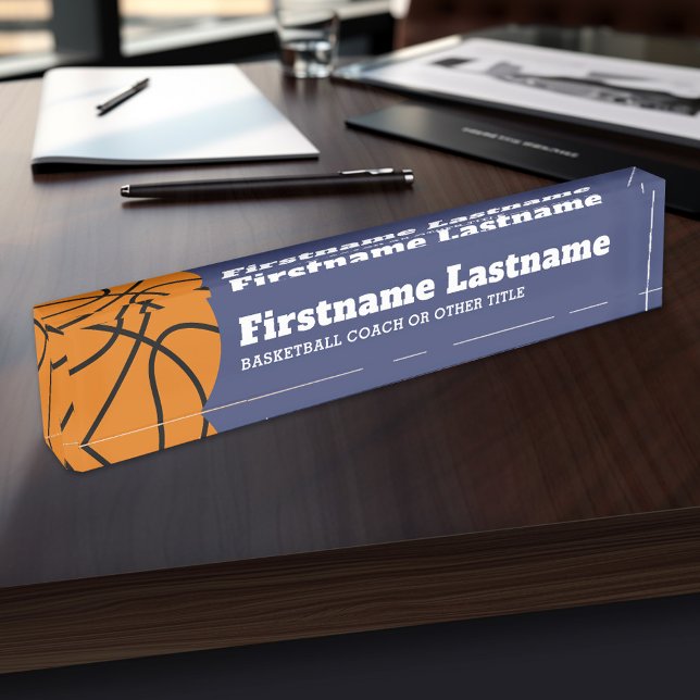 Basketball Coach or Physical Education Teacher Nameplate (Personalized Sports Name Plate - Great for a Coach)