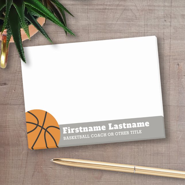 Basketball Coach or Physical Education Teacher Post-it Notes (Personalized Post-It Note - Basketball Theme)