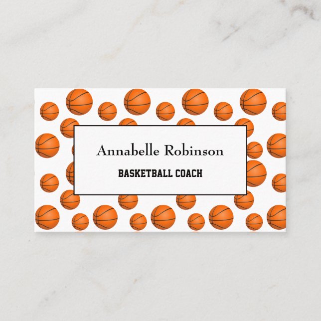 Basketball coach sport orange business card (Front)